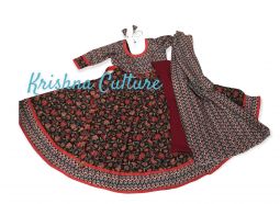 Anarkali Set Black Red Maroon